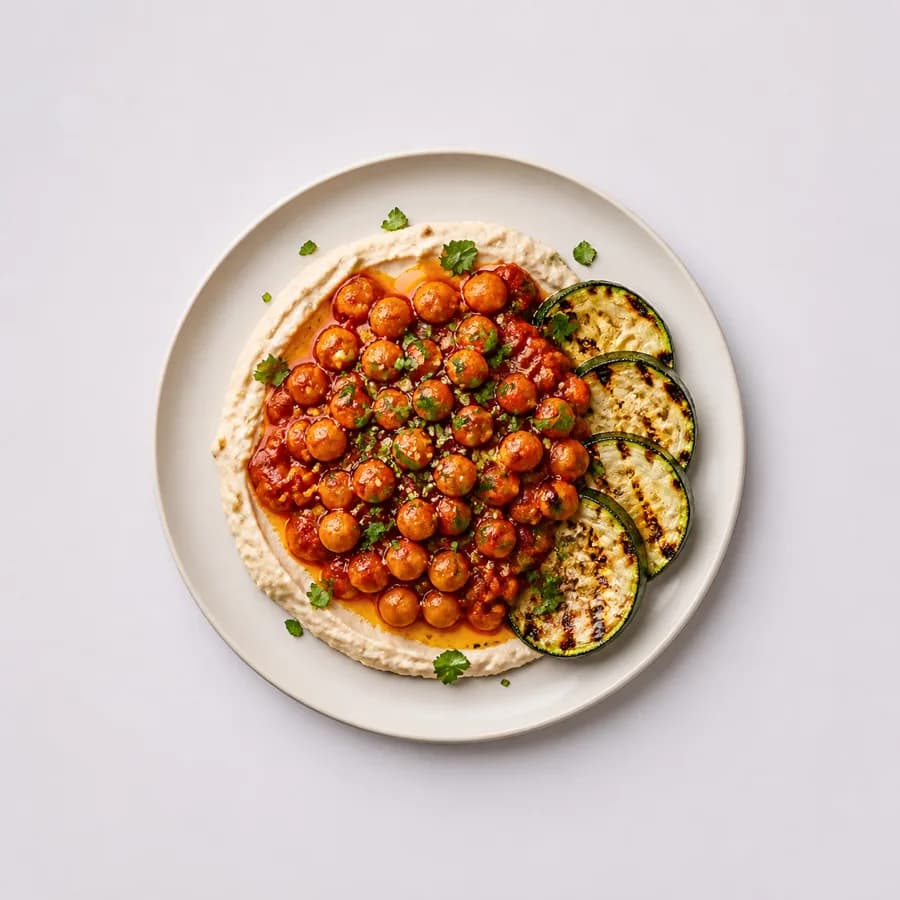 Kichererbsen mit Harissa von PrepMyMeal, auf einem Teller angerichtet